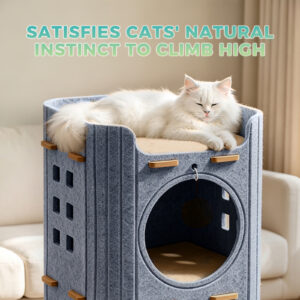 3-Tier Felt Cat Tower — Stackable Cave Condo with Toy Ball