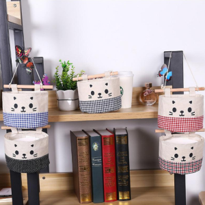 Linen Cat Hanging Storage Bag