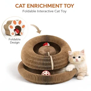 Kitty Curls Cat Toy - Foldable Accordion Cat Scratcher withBall - Magic Organ Cat Scratch