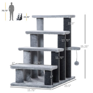 Cat Stair Steps with Scratching Post for Indoor or Outdoor