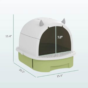 Green Cat Litter Box with Lid, Scoop and Deodorizing Bags